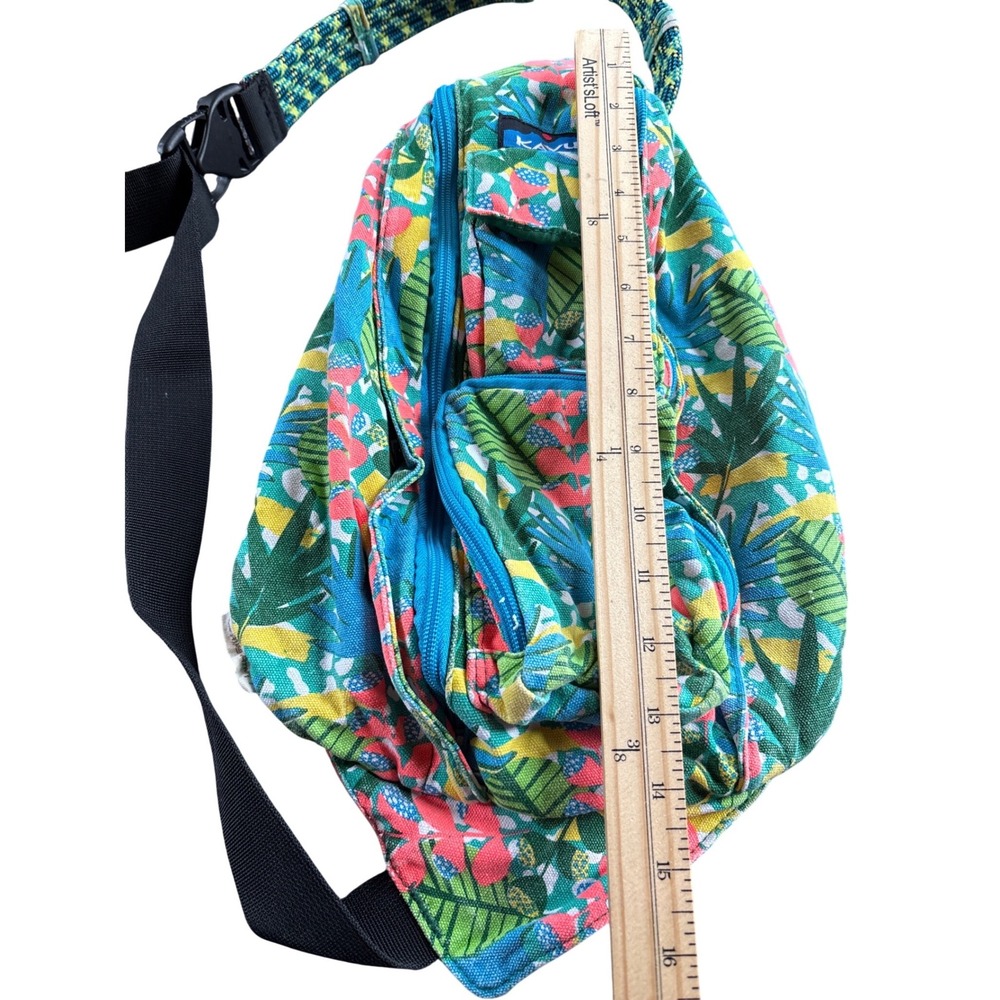 Kavu Rope Bag Tropical Floral Cotton Canvas Sling Backpack Multicolor Crossbody - Picture 8 of 12